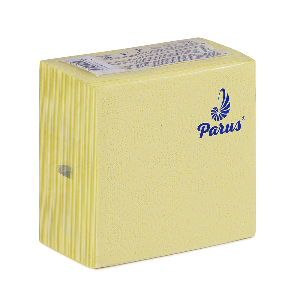 Серветки столові паперові 33х33 см, 100 шт., в п/п упаковці, жовті Parus